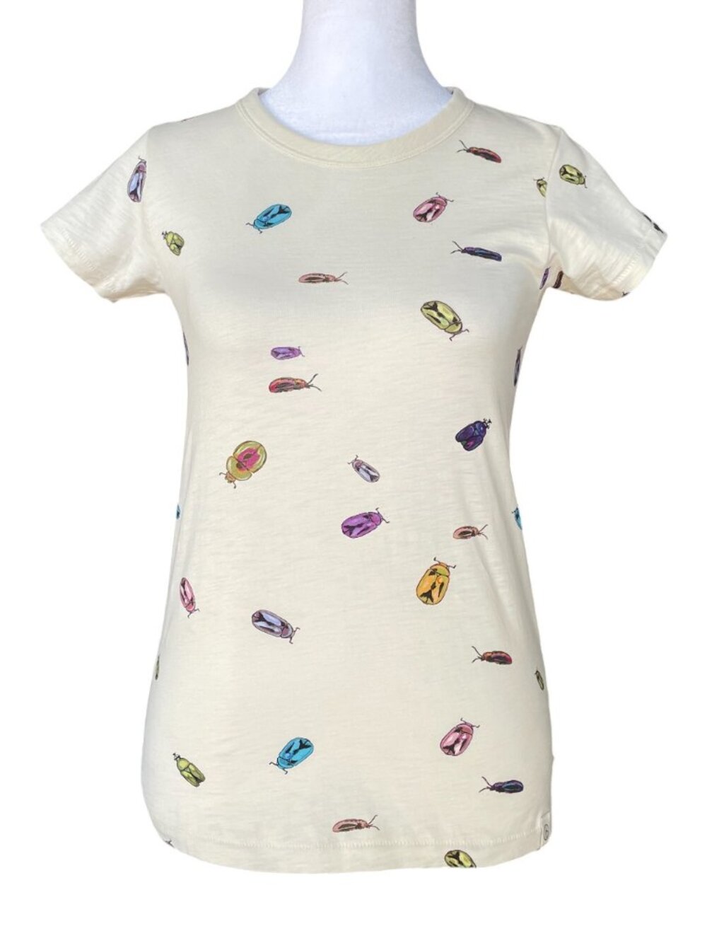 rag & bone NWT Ivory/Cream Pima Cotton Tee w/ Colorful  Beetle Print – XXS